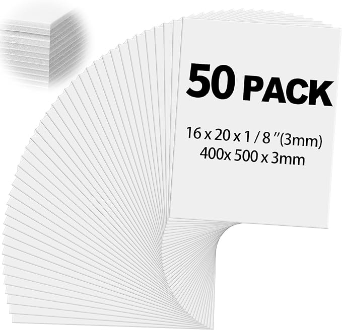 Frienda 50 Pack White Foam Board Foam Poster Boards 16 x 20 Inch
