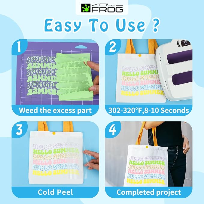 VINYL FROG 18 Sheets Heat Transfer Vinyl Bundle 12"x10" Matte HTV Vinyl Packs