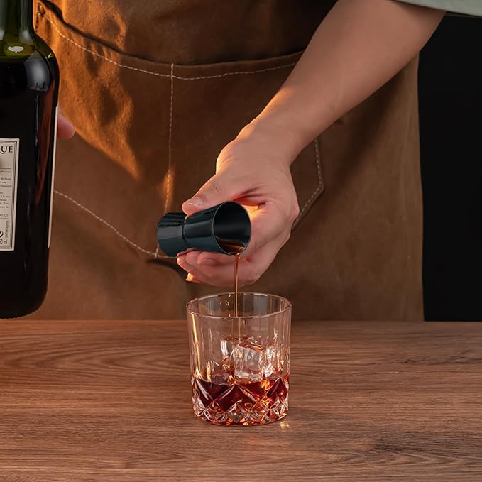 Briout Jigger for Bartending, Flat Edge Black