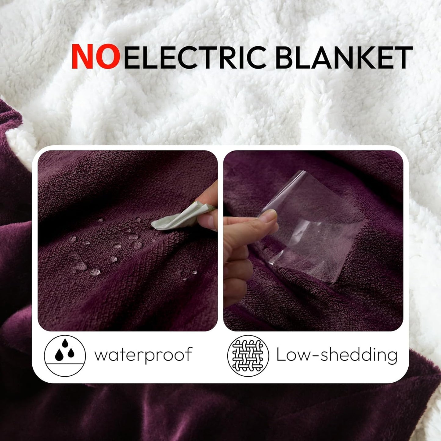 NANPIPER Sherpa Blanket, Super Soft Fuzzy Flannel Fleece/Wool Like Reversible Velvet Plush Couch Blanket, Lightweight Warm Blankets for Winter (Throw Size 50"x60", Purple)
