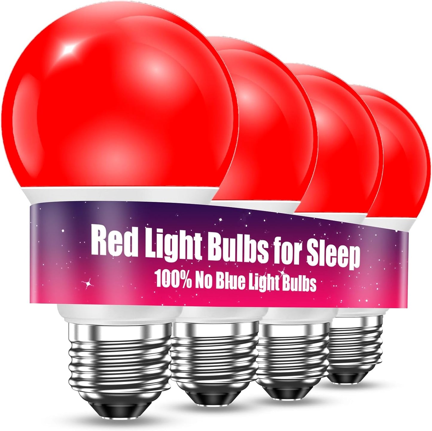 TJOY Red Light Bulbs for Sleep Dimmable, 642nm Red Led Bulb for Melatonin Promoting, 100% Blue Light Blocking, A19 60W Equivalent, 9W E26 Dim Night Light for Bedroom Baby Nursery, 4 Pack