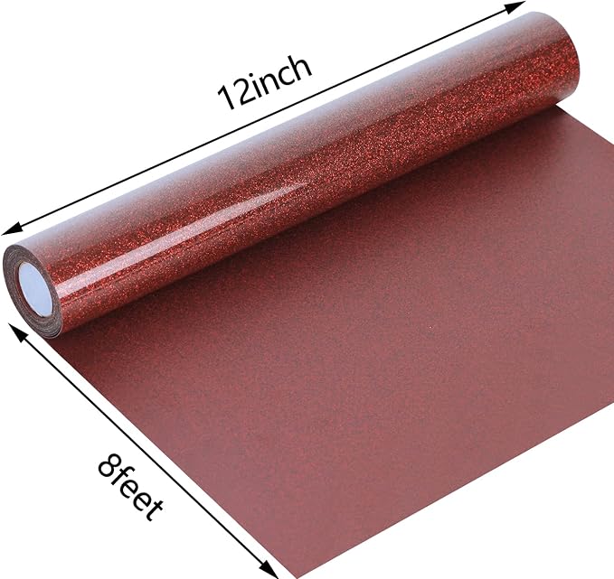 guangyintong Glitter Heat Transfer Vinyl HTV Rolls, Glitter Red HTV Vinyl