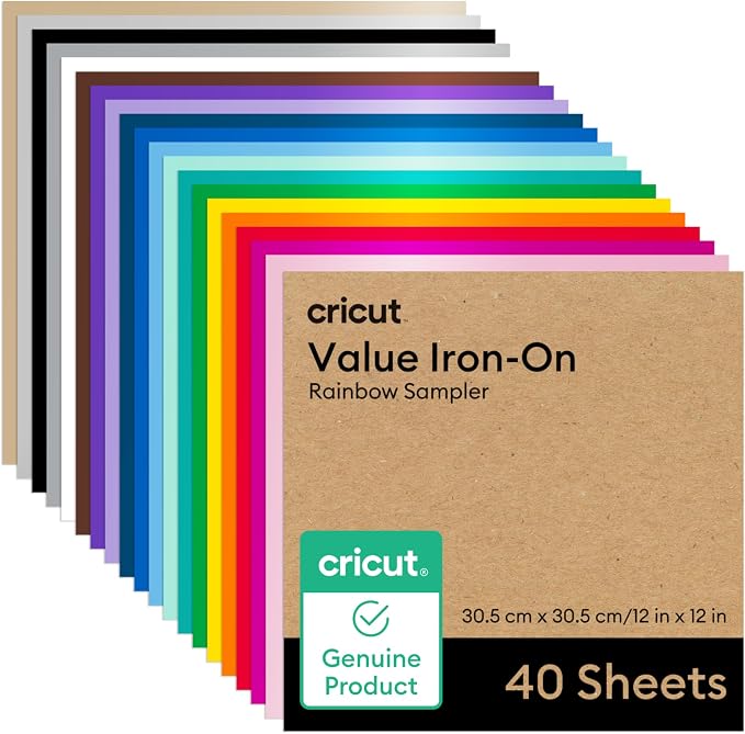 Cricut® Value Iron-On, Rainbow Sampler - 12 in x 12 in | HTV Heat Transfer Vinyl