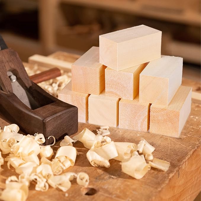 8 Pack Basswood Carving Blocks 4 X 2 X 2 Inch, Large Whittling Wood Carving