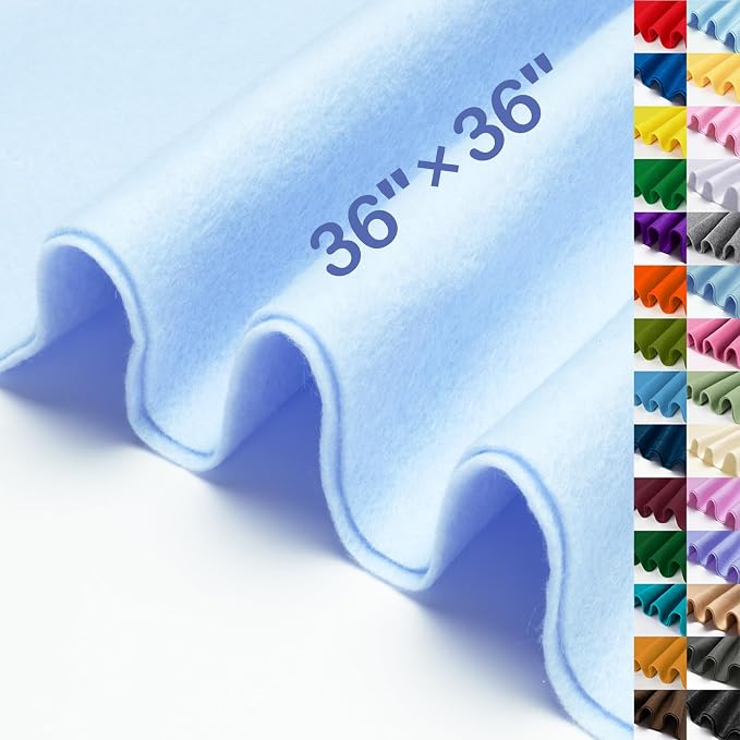 XSEINO Baby Blue Large Felt Fabric 36" X 36 ", 1.4 mm Thick Soft Felt Fabric