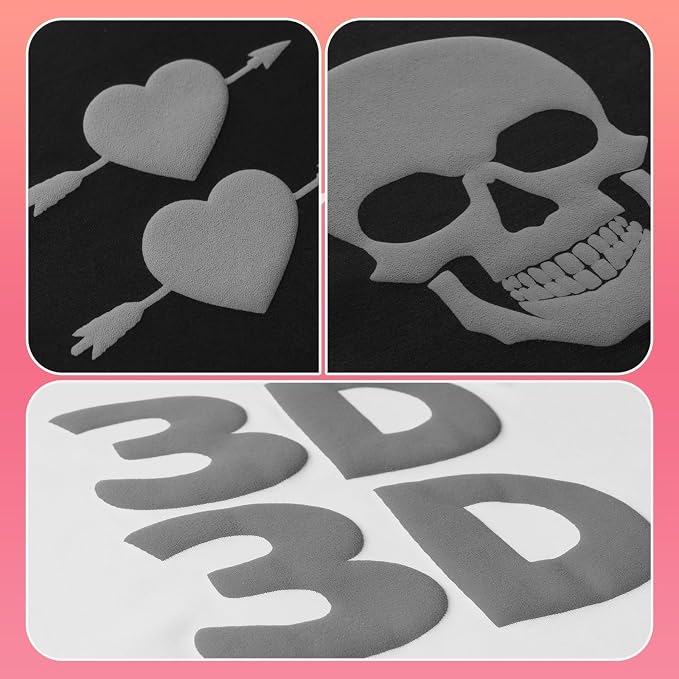 VinylRus Silver Puff Heat Transfer Vinyl -12” x 6ft Puffy 3D Grey Iron on Vinyl