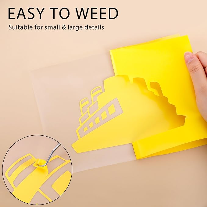 RENLITONG Yellow Iron on Vinyl 12Inch by 50ft Roll Heat Transfer Vinyl