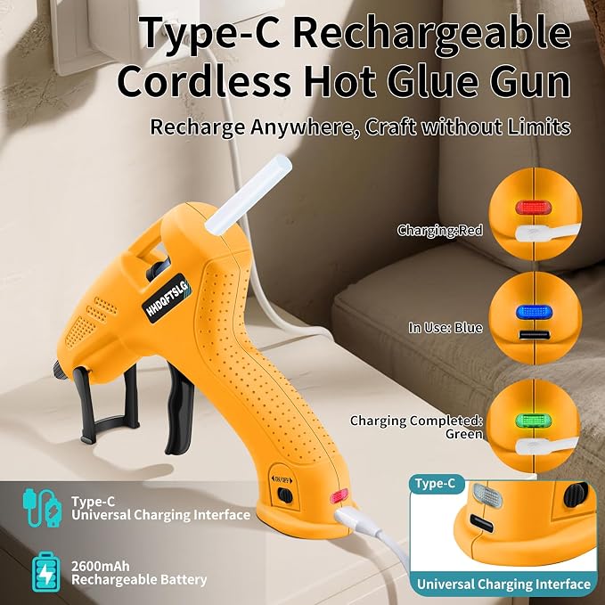 Cordless Hot Glue Gun, Fast Preheating