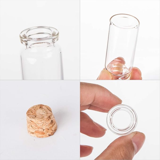 64PCS Cork Stoppers Glass Bottles, DIY Decoration Small Tiny Glass Jars Favors