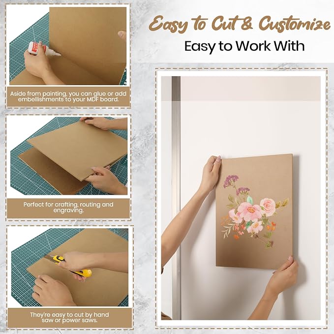 CALPALMY 24-Pack MDF Board 1/8 Inch Thick 12" x 12" Unfinished Wood Panels