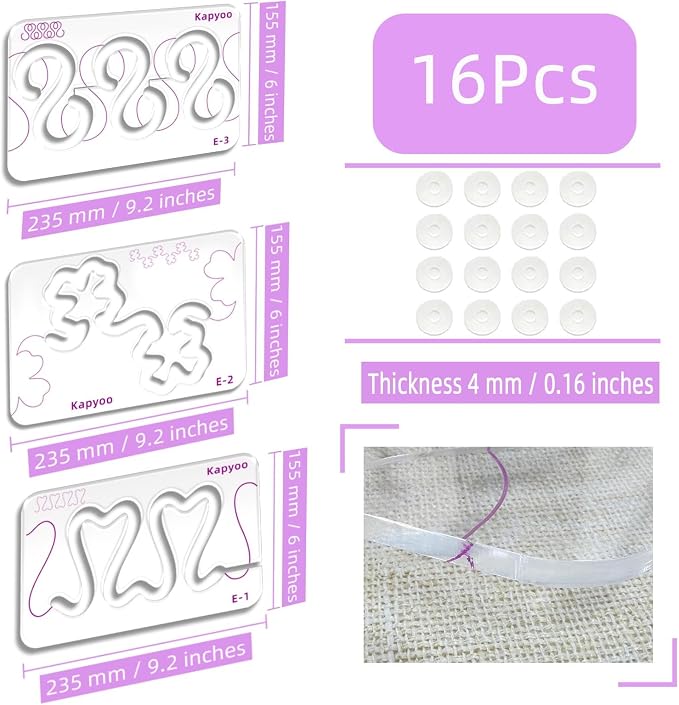 3Pcs Free Motion Quilting Templates