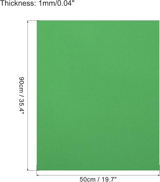 MECCANIXITY EVA Foam Sheets Grass Green 19.7 Inch x 35.4 Inch 1mm Thick Crafts