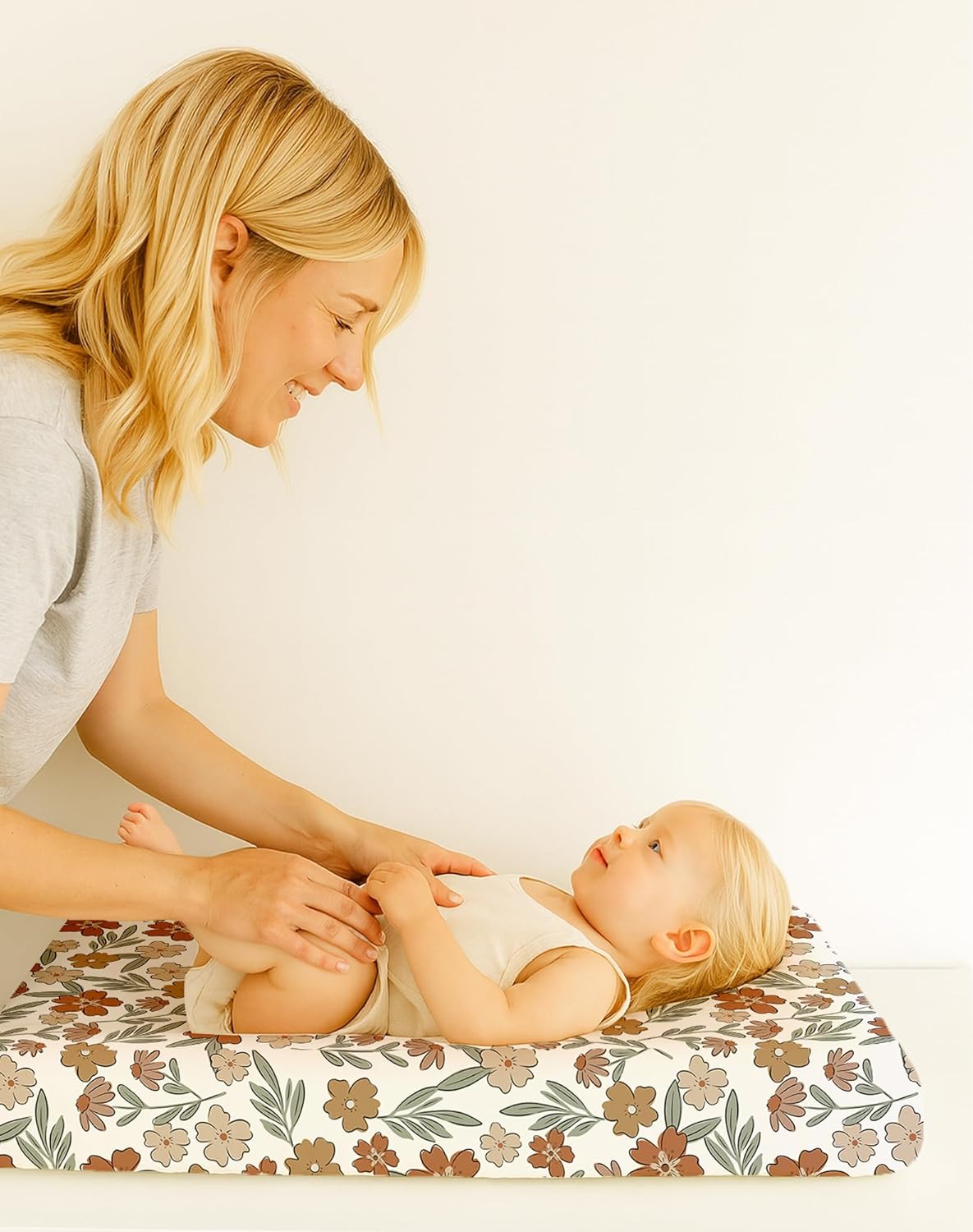 Changing Pad Cover for Baby Boys Girls 2 Pack, Fits Standard 32”×16” Changing Table Pads, Silky Breathable Stretch Knit, Machine Washable (Rusty Garden)