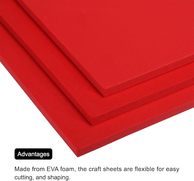 MECCANIXITY EVA Foam Sheets Red 9.8 Inch x 9.8 Inch 10mm Thick Crafts Foam
