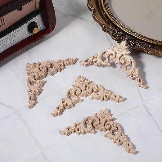 4 Pcs Wood Appliques for Furniture, Victorian Furniture Decorative Wood Trim