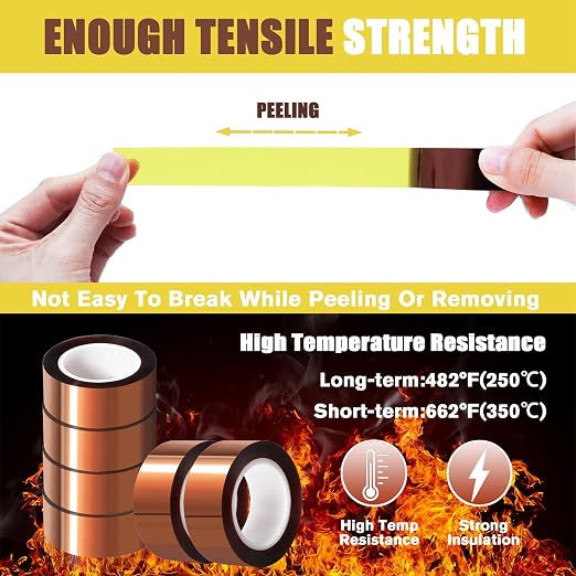 MEBMIK 6 Rolls 20mm x16m Heat Tape High Temperature Heat Resistant Tape Heat