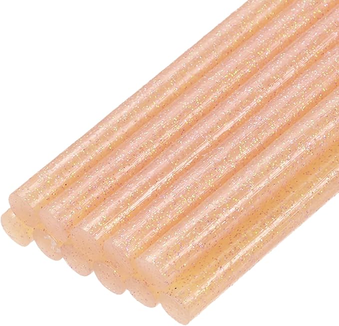 uxcell Mini Hot Glue Sticks for Glue Gun 7mm x 100mm Glitter Light Orange 12pcs