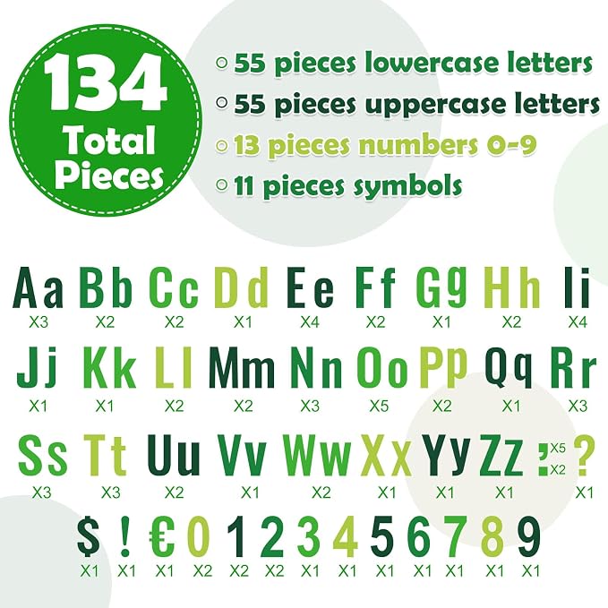 FYSUIMU 134 Pcs St. Patrick's Day Bulletin Board Letters Alphabet Number Symbol