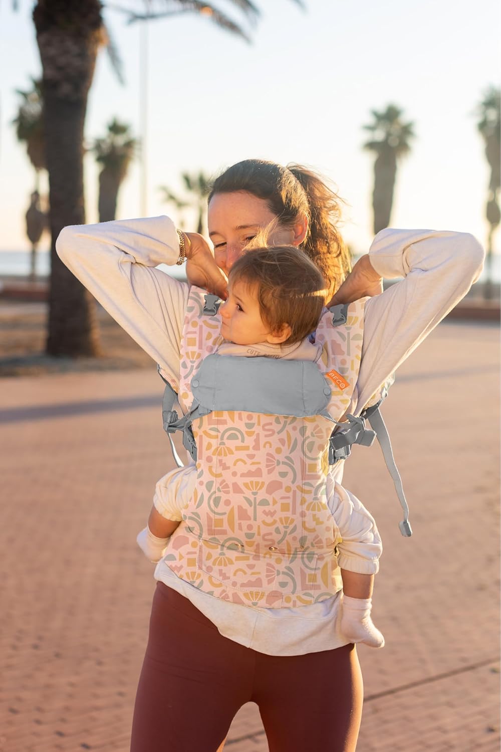 Beco Gemini Baby Carrier from Newborn to Toddler - Certified Ergonomic Newborn Baby Carrier for Infants and Children of 7-35 lbs - M Shape, Adjustable Seat, 100% Cotton (Geo Floral)