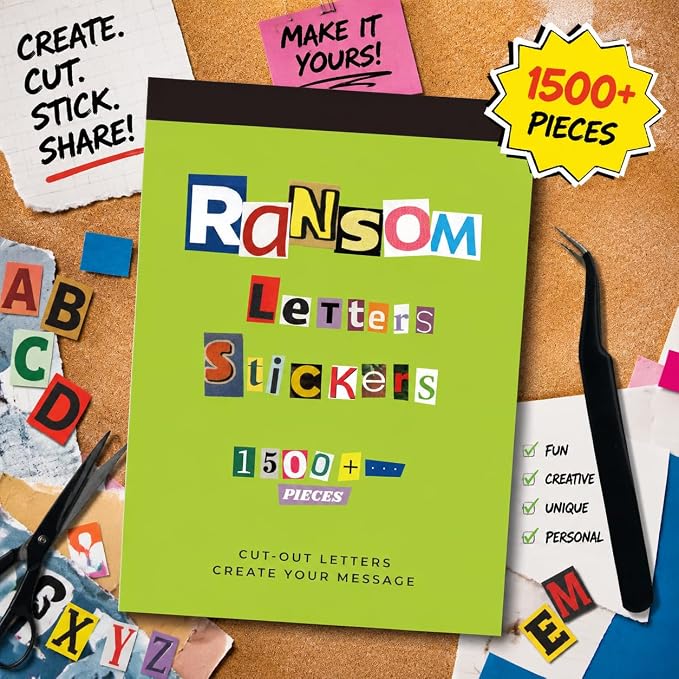 Letter Stickers Book-Scrapbook Supplies | 1500Pcs Vintage Ransom Alphabet