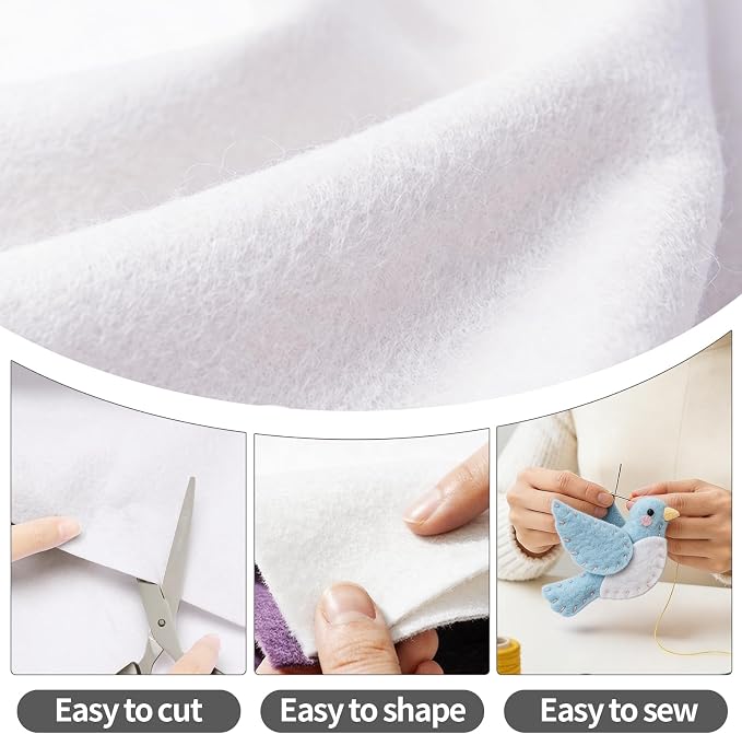White Felt Fabric Sheet 108" X 36", 1.4mm Thick Large Soft Durable Flexible