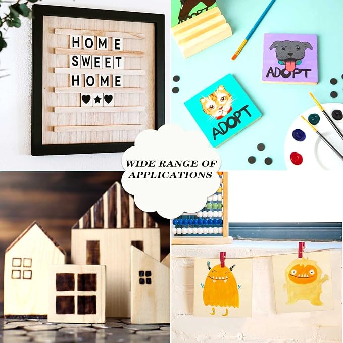 30PCS Wooden Squares for Crafts, 1/4 Inch Thick Natural Blank Square Blocks