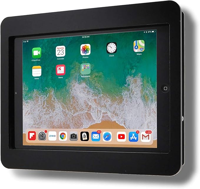 TABcare Anti-Theft Acrylic VESA Enclosure for Apple iPad Mini 1/2/3 with Free Wall Mount Kit & 90-Degree Angle Charge Cable (iPad Mini 1/2/3 8", Black)