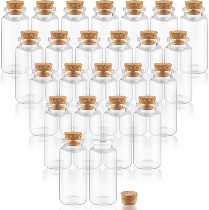 24 Pcs 30ml/1oz Glass Bottles Transparent Mini Glass Vials Empty Sample