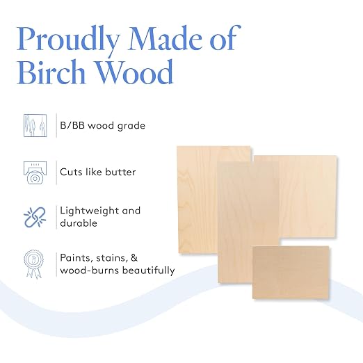 12 mm Baltic Birch Plywood 1/2 x 6 x 12 Inch, Box of 2 B/BB Grade Craft Wood