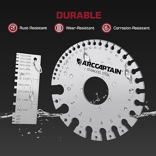 ARCCAPTAIN Metal Gauge Thickness Tool, Metal Thickness Gauge, Stainless Steel