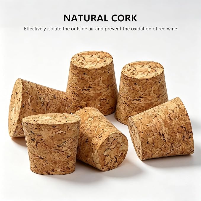 12Pcs Tapered Cork Plugs, 0.86 x 0.66 x 0.79 Inch Wooden Wine Bottle Cork