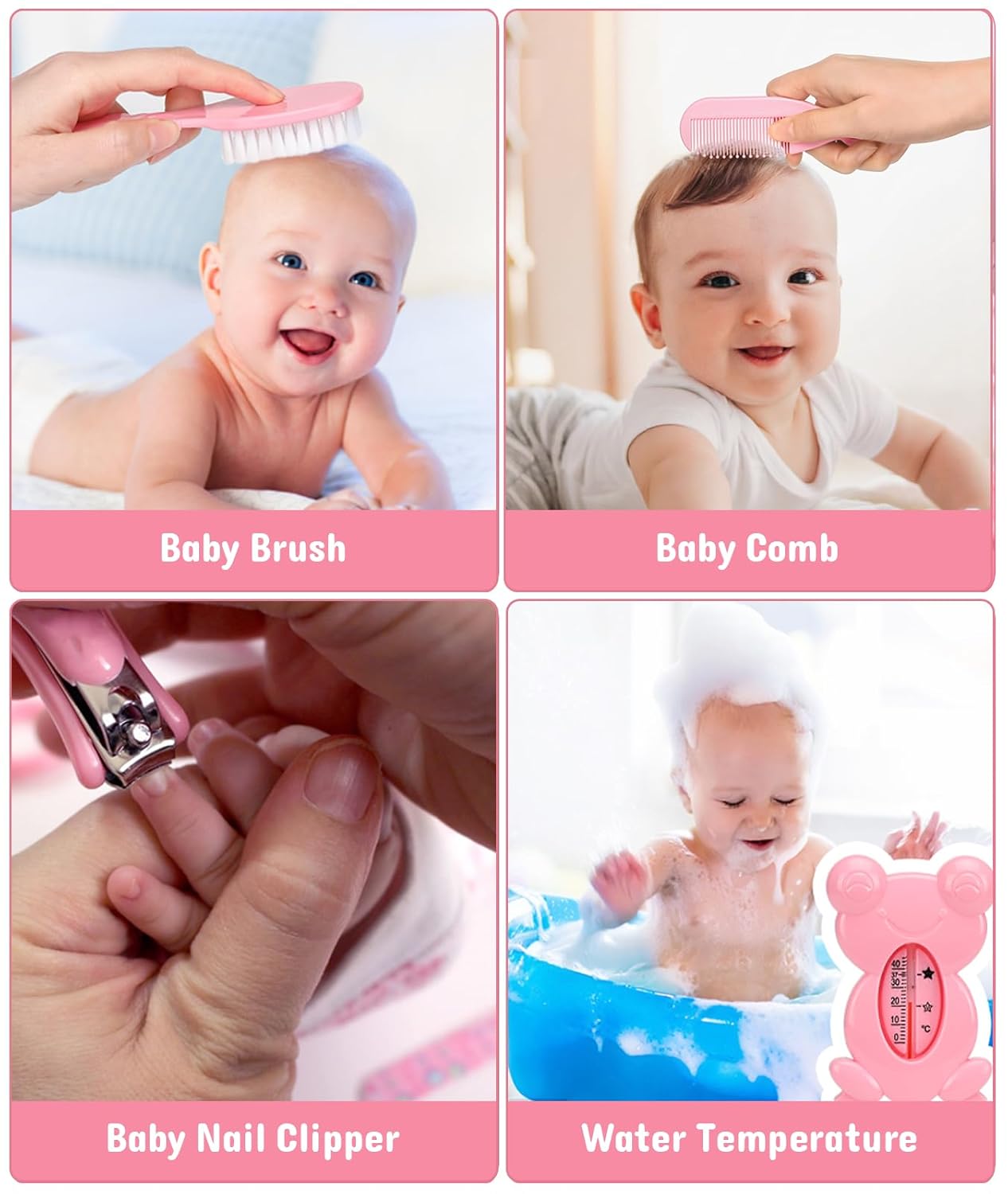 Baby Healthcare and Grooming Kit, Electric Safety Nail Trimmer Baby Nursery Kit, Newborn Care Kits with Hair Brush Comb for Newborn Infant Toddlers Baby Boys Girls Kids, Baby Shower Gifts