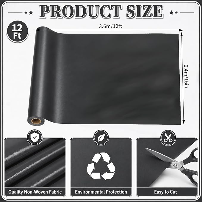 Black Bulletin Board Roll Non-Woven Fabric Poster 16in X 12ft | Back to School