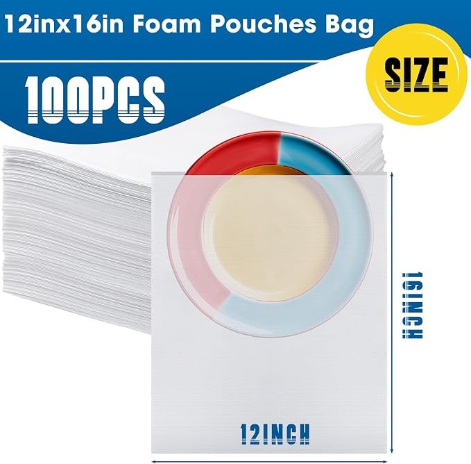 EPHECH 100PCS 12" x 16" Cushion Foam Pouches