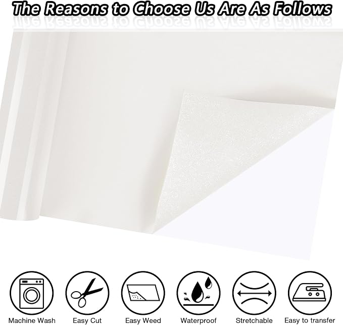 TORC White Glitter HTV White Heat Transfer Vinyl HTV Rolls