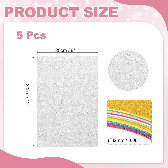 MECCANIXITY 5 Sheets Silver Shiny Foam Sheets
