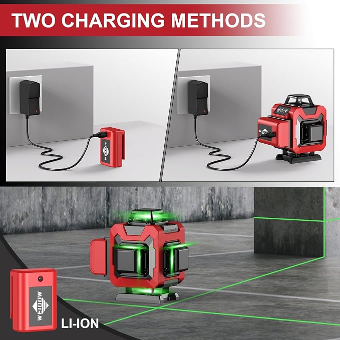 WEIDDW Laser Level 360° Green Cross Line Self Leveling Laser Measuring Tool