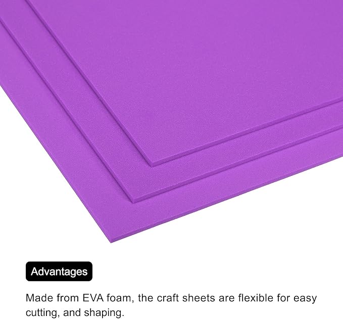 MECCANIXITY EVA Foam Sheets Purple 9.8 Inch x 9.8 Inch 3mm Thick Crafts Foam