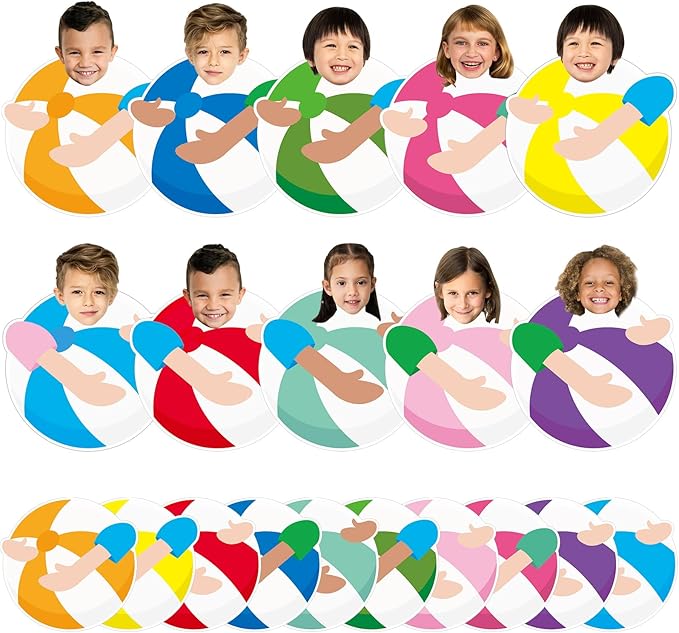 gisgfim 80Pcs Summer Cutouts Beach Ball Decorations Bulletin Board Pool Ball
