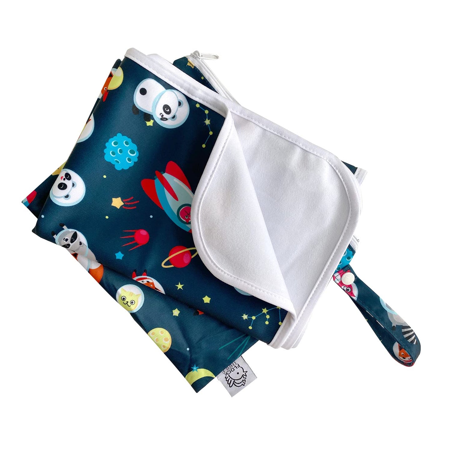 Flockthree Waterproof Baby Changing Pad with Storage Bag (28.7" X 19.7") Washable Wipeable Reusable Leak Proof Diaper Travel Mat Station Changing Mattress Liner Cribs Bed Cover, Aircraft
