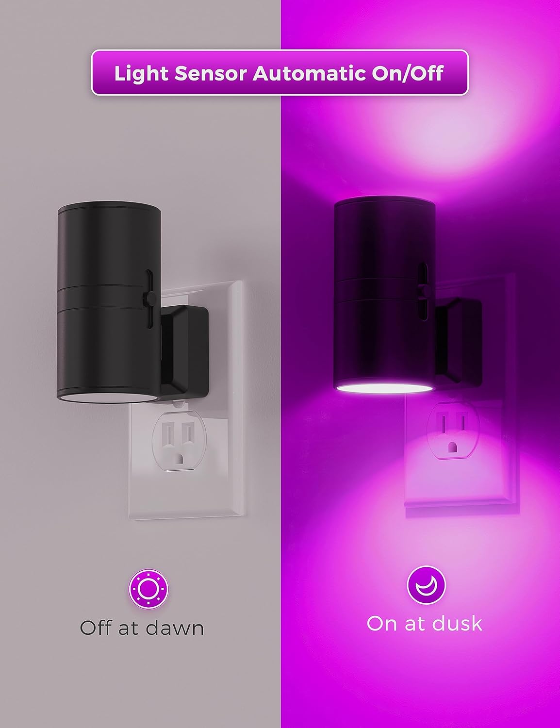 L LOHAS LED [2 Pack] Halloween Purple Night Light, Light Plug in with Sensor, Adjustable Brightness, Dimmable Lights Decorative for Christmas, Holiday, Home Decor, Party Bathroom