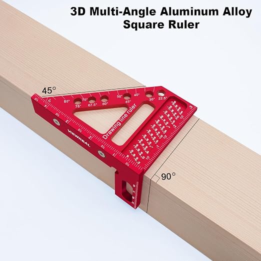 Premium Carpenter Square Hole Scribing Ruler Woodworking Square 22.5-90 Degree