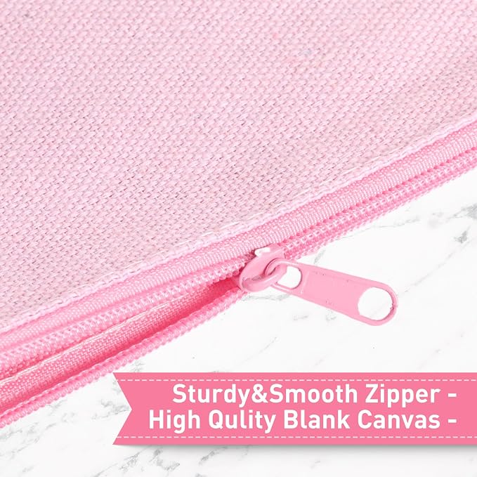 Reginary 80 Pack Canvas Zipper Makeup Bags Bulk Pencil Pouches Blank DIY Craft