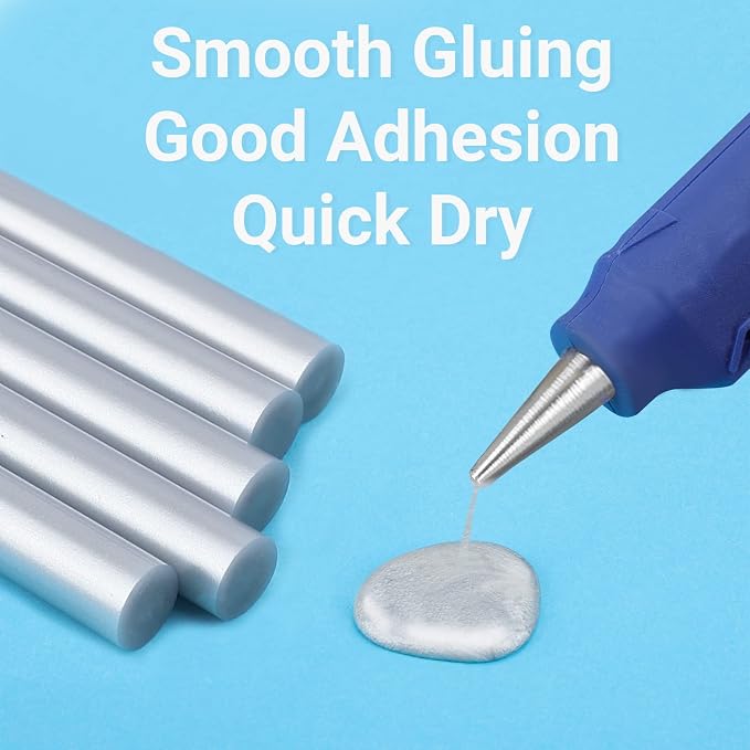 ENPOINT 48 Pack Metallic Silver Bulk Hot Glue Sticks, 0.43 x 4 in Hot Melt Glue