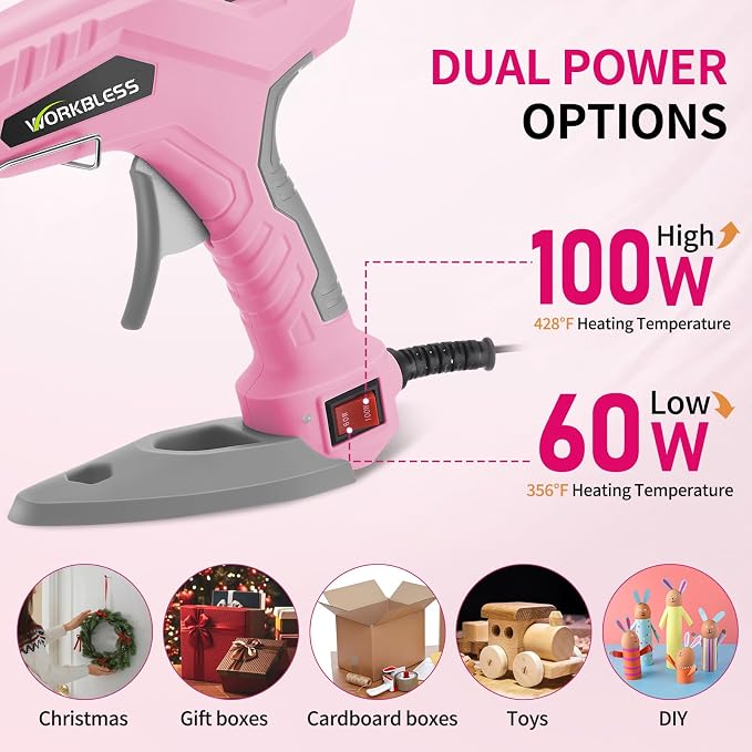 Full Size Hot Glue Gun 60W/100W Dual Power W/ 20PCS Sticks, Home Repair