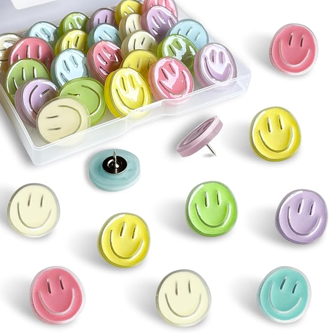 Smiley Face Decorative Push Pins, Cute Bulletin Board Push Pins, Thumbtacks
