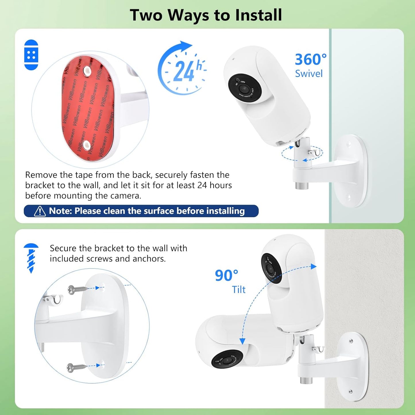 Adhesive Baby Monitor Wall Mount Compatible with VTech Advanced HQ Max, Ajustable Baby Monitor Stand Without Drilling and Wall Damage