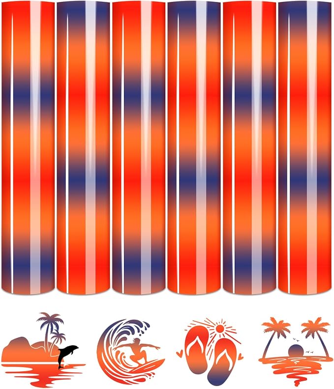 Tintnut Red Blue Gradient Heat Transfer Vinyl, easy cut & weed, stretch washable