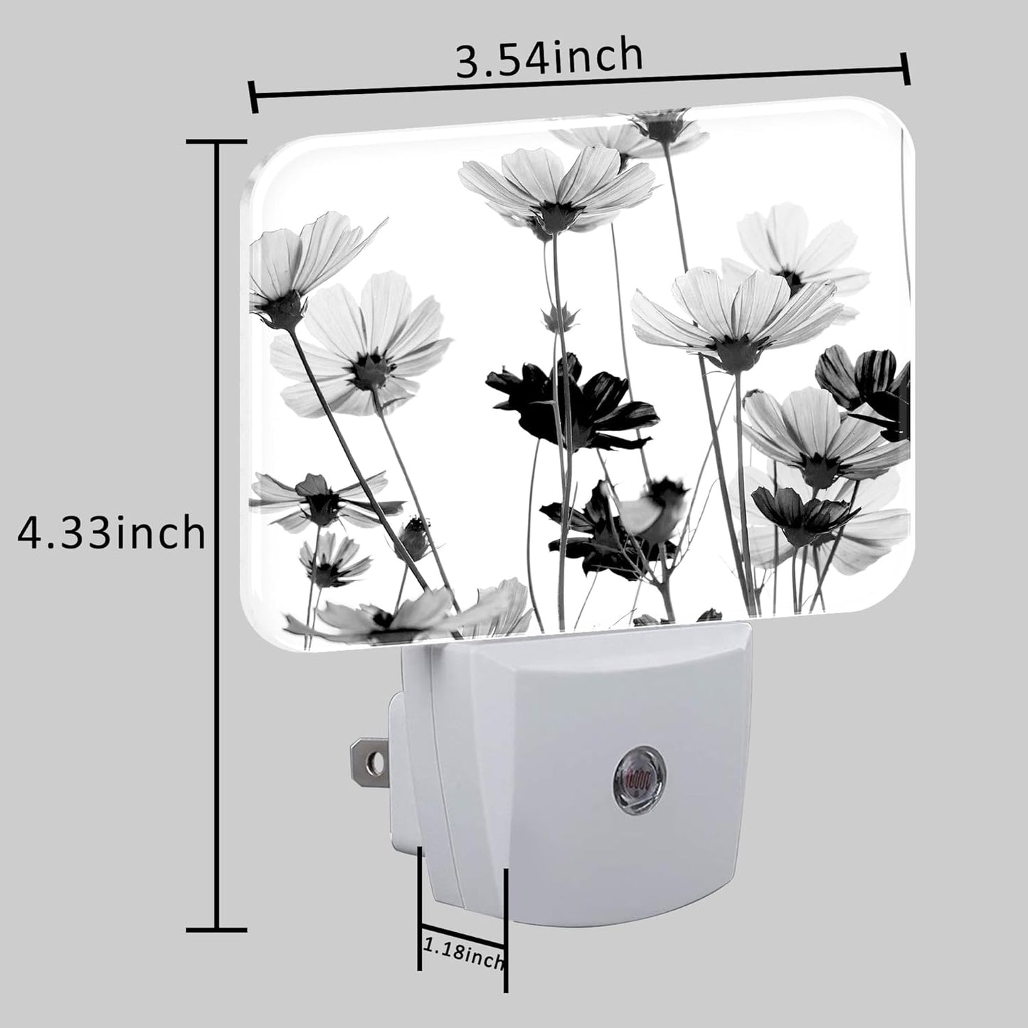 Black and White Daisy Plug in Night Lights, Daisy Flowers Nightlight Plug Into Wall Dusk to Dawn Sensor for Kid Girls Boys Women Men Room, Hallway, Kitchen, Bathroom, Stairs Decor