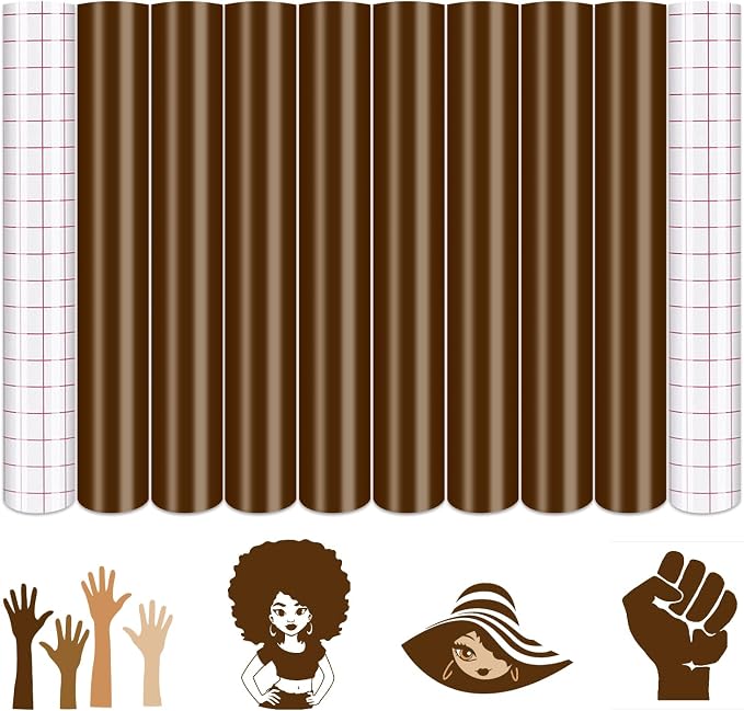 Tintnut Skin Tone Permanent Vinyl 8 Pcs 12x10in Dark Brown Adhesive Vinyl |